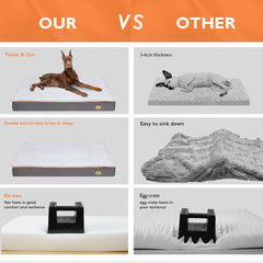 Dog Bed M L XL 2XL 3XL Waterproof Orthopedic Pet Bed Cushion for Indoor Dog Crate Kennels Mat with Washable Cover