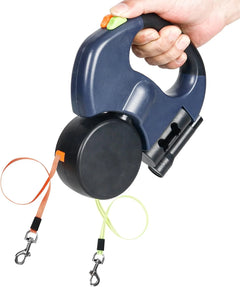 Ergonomic Retractable Double Dog Leash