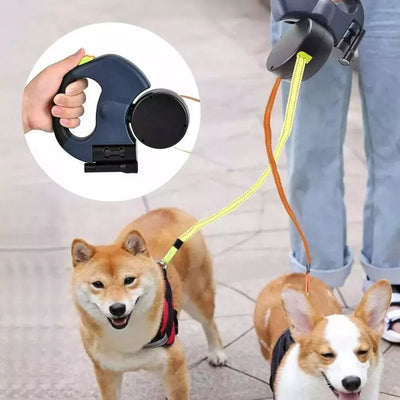 Ergonomic Retractable Double Dog Leash