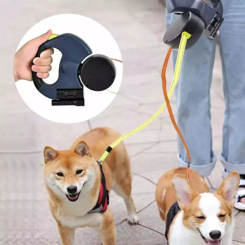 Ergonomic Retractable Double Dog Leash