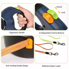Ergonomic Retractable Double Dog Leash