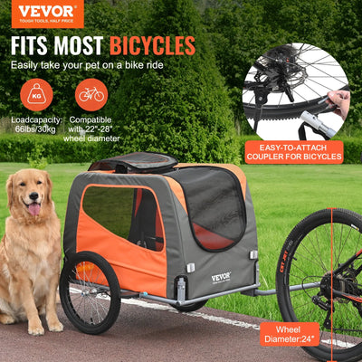 VEVOR Dog Bike Trailer - Dogs up to 66 Lbs