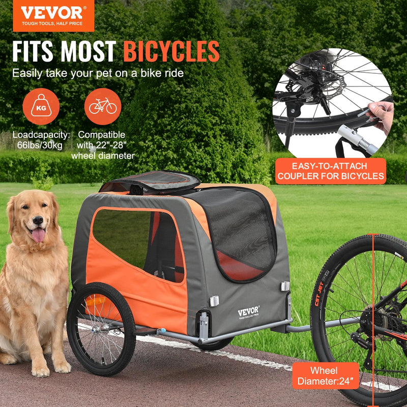 VEVOR Dog Bike Trailer - Dogs up to 66 Lbs