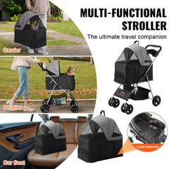 Dog Stroller With Detachable Carrier