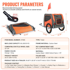 VEVOR Dog Bike Trailer - Dogs up to 66 Lbs