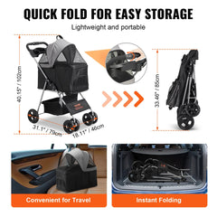 Dog Stroller With Detachable Carrier